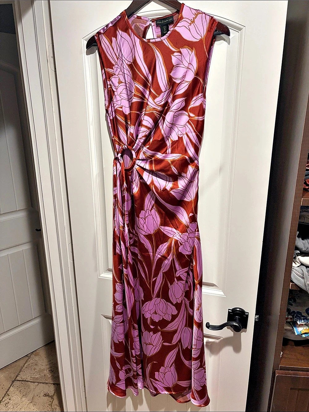 House of Harlow 1960 Floral Ring Detail Maxi Dress in Red & Pink